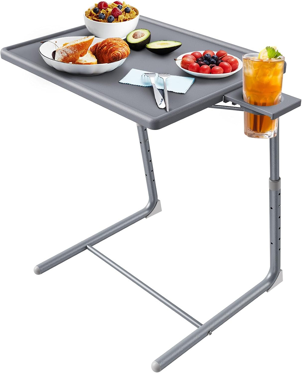 HUANUO Adjustable TV Tray Table with 6 Height & 3 Tilt Adjustments, Gray