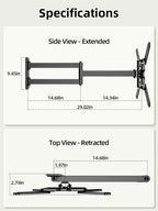 USX MOUNT Long Arm TV Wall Mount for Most 32-65 Inch TVs, 29 Inch Long Extension TV Mount Swivel and Tilt, Full Motion Corner Wall Mount Tv Bracket Fit Max VESA 400 x 400mm, Up to 80 lbs