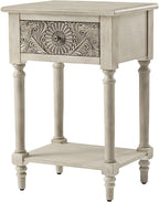 COSIEST Vintage Nightstand, MDF 2-Tier Bedside Table, Wood Accent End Table with Storage Drawer and Open Display Shelf for Bedroom Living Room
