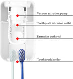 2 Slot Toothbrush Holder and Toothpaste Dispenser Wall Mounted, Automatic Toothpaste Squeezer, 2 in 1 Tooth Brush Toothpaste Organizer for Shower (Clear 2Pack)