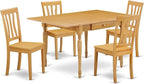 East West Furniture MZAN5-OAK-W 5 Piece Modern Dining Table Set Includes a Rectangle Wooden Table with Dropleaf and 4 Dining Room Chairs, 36x54 Inch, Oak