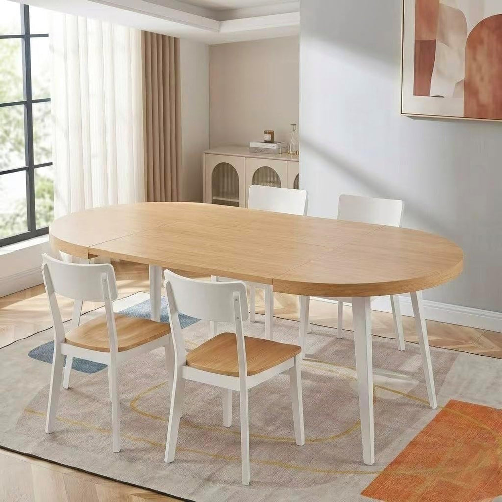 Extendable Dining Table Office Desk with Metal Legs and MDF Top, Expandable W...
