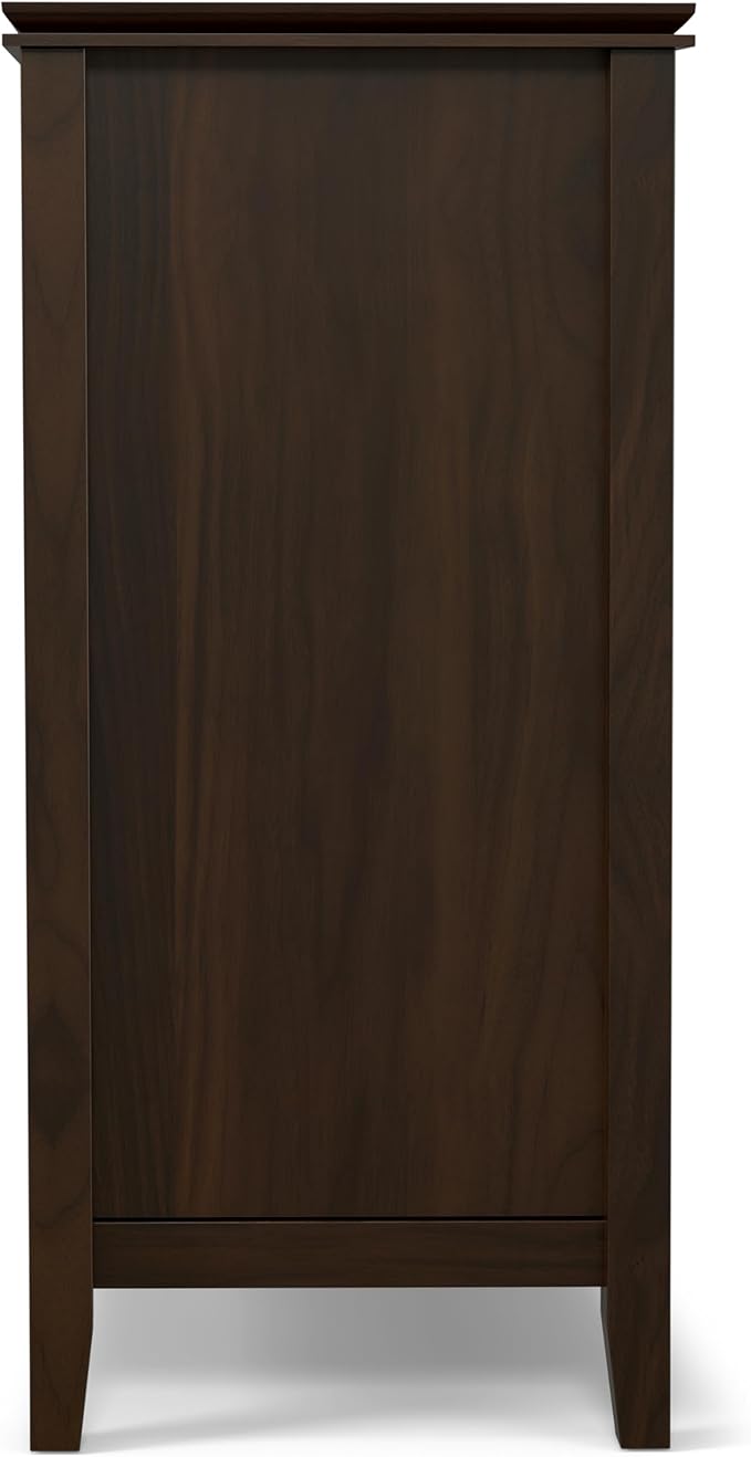 SIMPLIHOME Artisan TV Stand - 53 inch Wide Solid Wood Tall Media Console in Tobacco Brown, Contemporary Entertainment Center for Living Room for TVs up to 60 Inches with Drawers and Cable Management