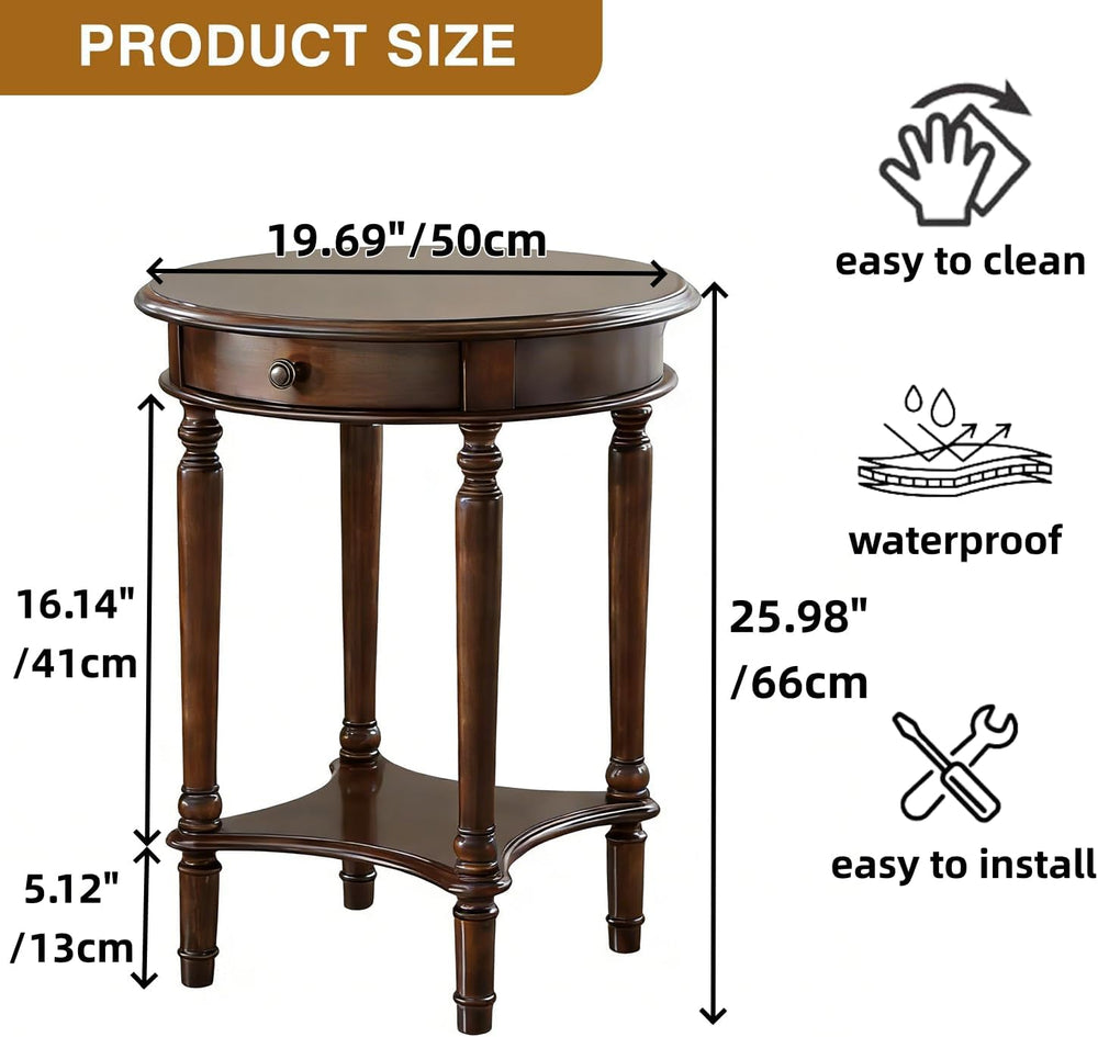YUNMUAIR-Vintage End Side Table Solid Wood End Table with Drawer and Storage ...