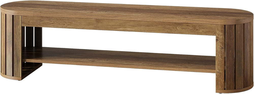 Tribesigns 63" Wooden Entryway Bench with Shoe Storage, Long 2-Tier Narr...