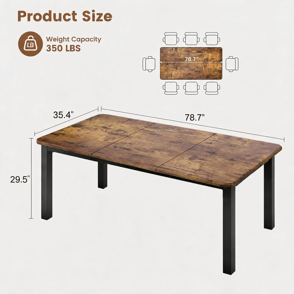 Garvee 78.7″ Dining Table for 8-10 People for Dining Room,Brown(Only Table) |...