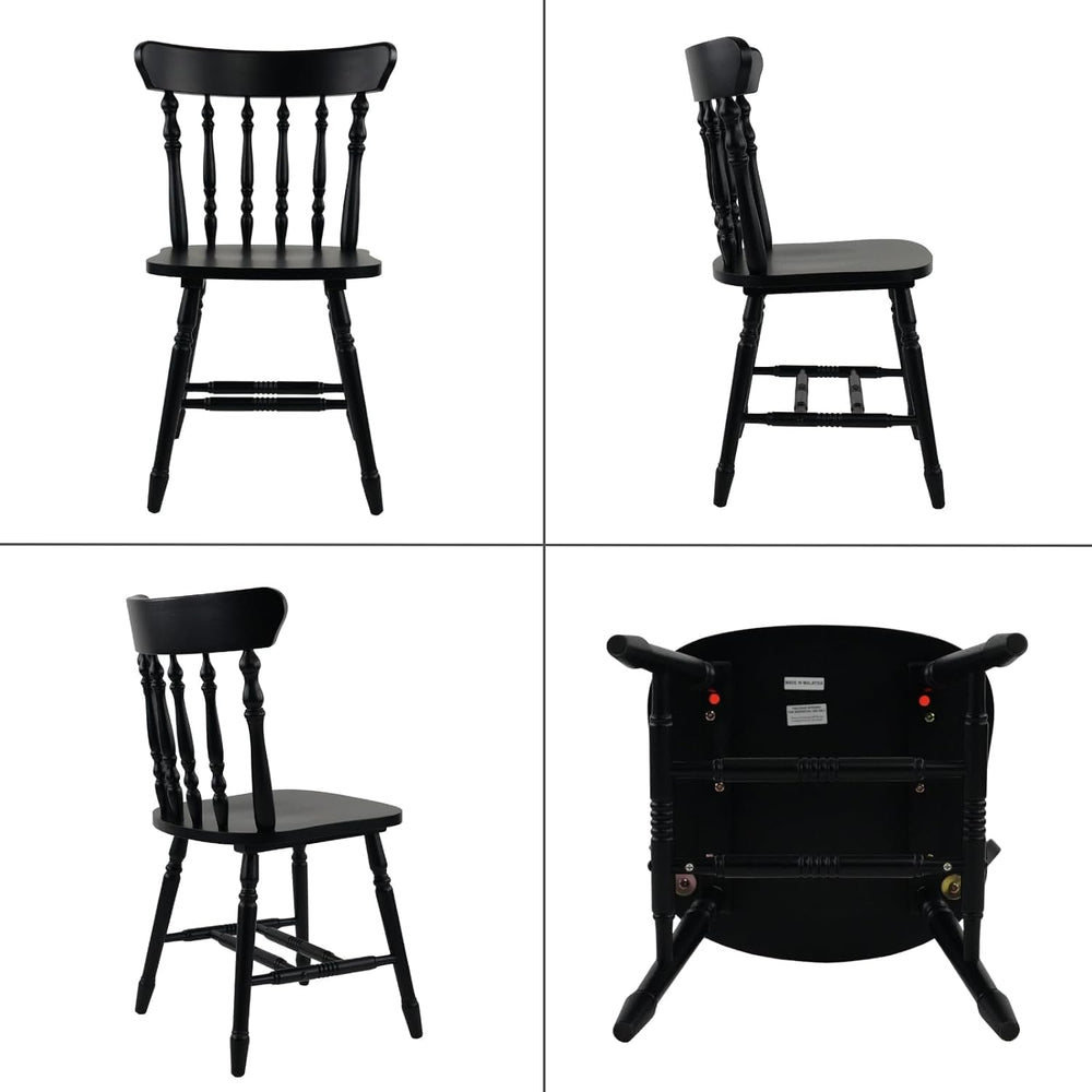 chairus Vintage Black Dining Chairs Set of 6, Farmhouse Windsor Wooden Dining...