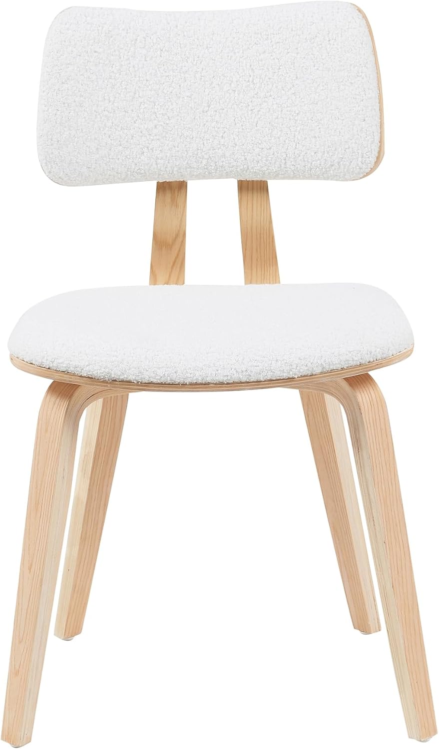 Armen Living Jaguar Mid-Century Upholstered Dining Chair in White Boucle and ...