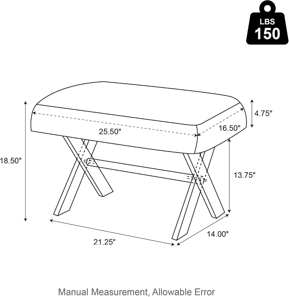 Glitzhome Ottoman Bench, Pink Faux Fur Ottoman Foot Rest, Modern Vanity Stool...