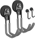 3-H Heavy Duty Magnet Garage Hooks 2 Pack, J Shape Strong Magnetic Hooks for Hanging Cordless Power Drill, Utility Magnetic Tool Holder for Metal Cabinet, Steel Pegboard, Toolbox, Garage(Grey)