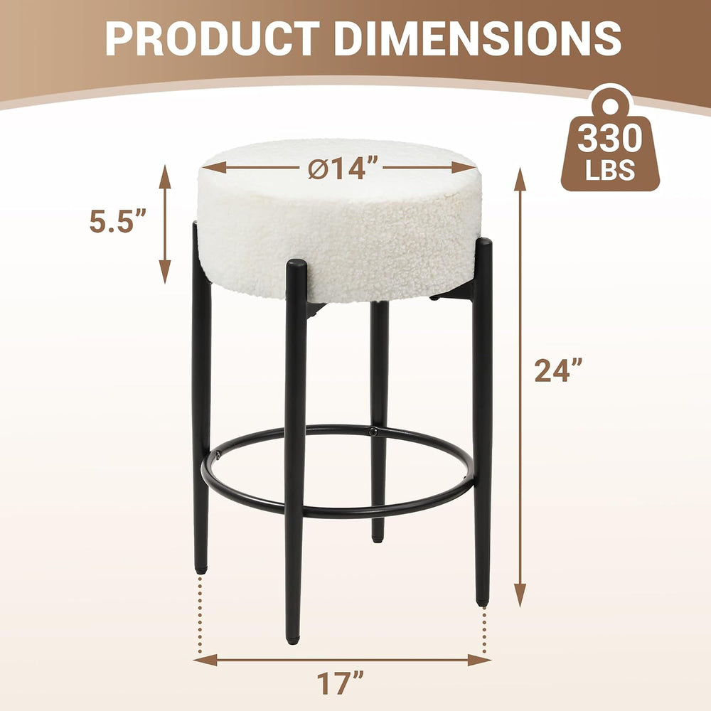 Murago Counter Height Bar Stools, Set of 2, 24" Modern Backless Bar Stoo...