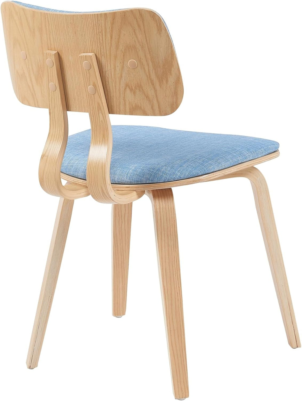 Armen Living Jaguar Mid-Century Dining Chair with Light Blue Fabric Upholster...