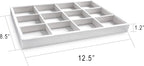 Frebeauty Stackable Velvet Jewelry Organizer Trays for Drawers Inserts Jewelry Storage Tray Display Case, Stud Earrings Bracelets Necklace Rings Accessories Trays for Women(Set of 2)(White)