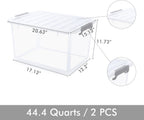 Citylife 44.4 QT Plastic Storage Bins with Latching Lids Stackable Storage Containers for Organizing Large Clear Storage Box for Garage, Closet, Classroom, Kitchen, 2 Packs