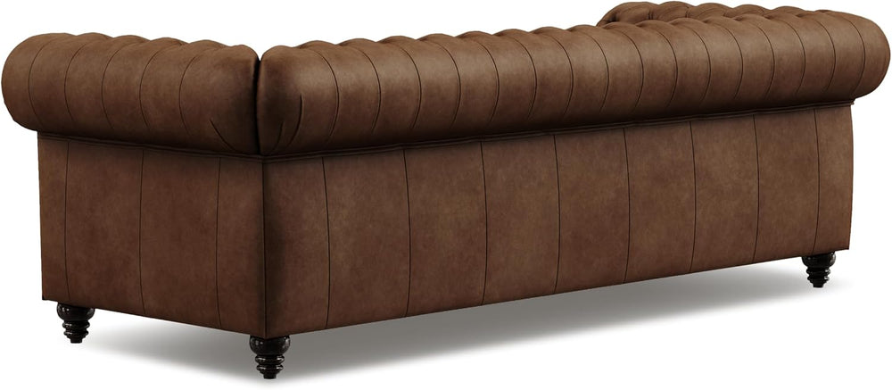 Valencia Parma 92" Leather Chesterfield Sofa, Premium Leather Upholstery...