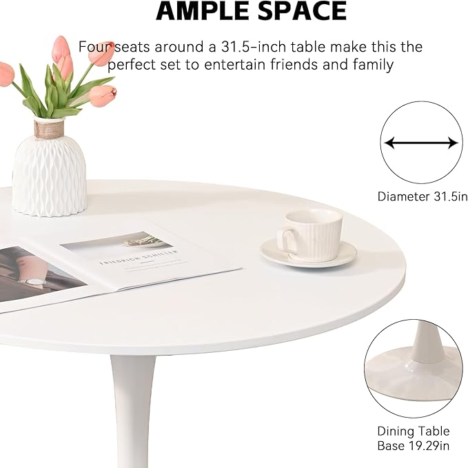 3-Piece 31.5" Round Dining Table Set for 2 with Upholstered Chairs – Spa...