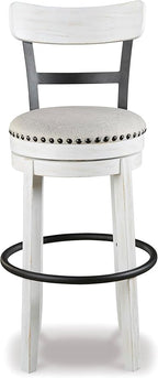 Signature Design by Ashley Valebeck 30" Modern Swivel Pub Height Barstool, Whitewash