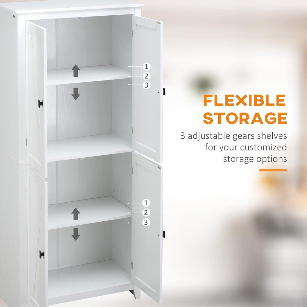 Freestanding Modern Kitchen Pantry, Storage Cabinet with 4-Tier and Adjustabl...