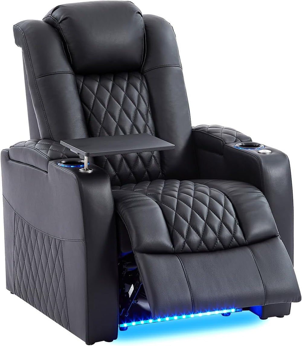 comfiroom Top-Grain Leather Home Theater Seating, Dual-Motor Power Recliner |...