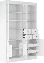 75in Tall Kitchen Pantry Cabinets with Drawers, Large Pantry Storage Cabinet with Adjustable Shelves & Doors, Freestanding Pantry Cabinet Cupboard for Dining Room Living Room (White, 75in)