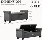 49" End of Bed Storage Bench for Bedroom, Upholstered Storage Ottoman | Easy Assembly with Instructions, Pet Friendly, Polyester Fabric Ottoman Bench for Bedroom, Living Room, Window, Entryway