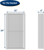 Bathroom Wall Niche, Stainless Steel Shower Niche 12" X 24", Rimless Recessed Wall Shelf for Bathroom, Double Shelves Bathroom Niche No Tile Needed, Brushed Nickel