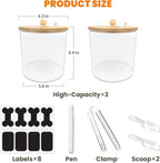 2 Pack Airtight Dog Food Storage Container, Dog Treat Container Dog Food Container with bamboo Lids 6x5'',Pet Food Storage Container,Cat Food Container with Scoops,Clamp,Labels,Pen
