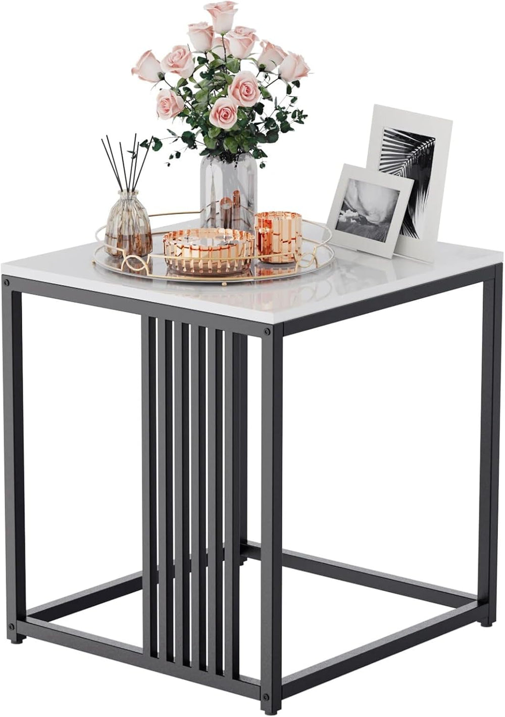 15.7W*15.7D*17.7H inch Solid Marble Coffee Table Sofa Side End Bedside Nights...