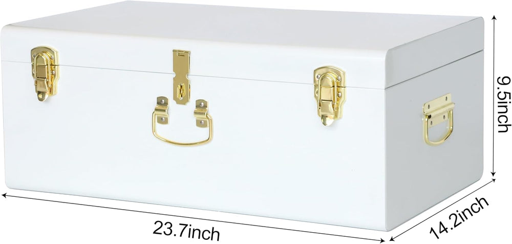 Vixdonos Large Metal Trunk Decorative Storage Box College Dorm Chest with Handle