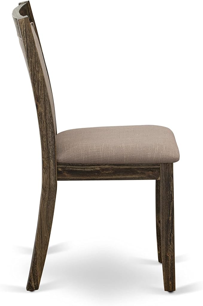 East West Furniture X727MZ748-9 9 Piece Dining Table Set Includes a Rectangle Dining Room Table with X-Legs and 8 Coffee Linen Fabric Upholstered Chairs, 40x72 Inch, Multi-Color