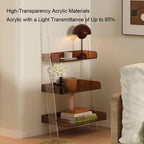 Small Acrylic Ladder Bookshelf, 3-Tier Freestanding Ladder Shelf Bookcase, Multipurpose Narrow Storage Rack for Living Room, Office(Clear)