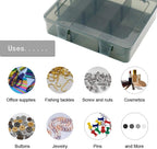 2 Pack Plastic Storage Organizer Box, Storage Container, Jewelry Organizer, Parts Storage Box with Dividers for Crafts, Beads, Buttons, Ornaments, Metal Parts(9 Grids 2 Pack)