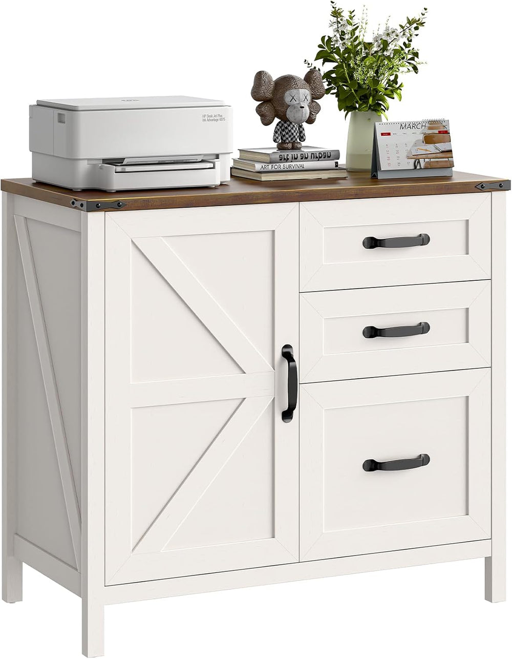 Befrases File Cabinet 3 Drawers Lateral File Cabinet with Adjustable Shelf fo...