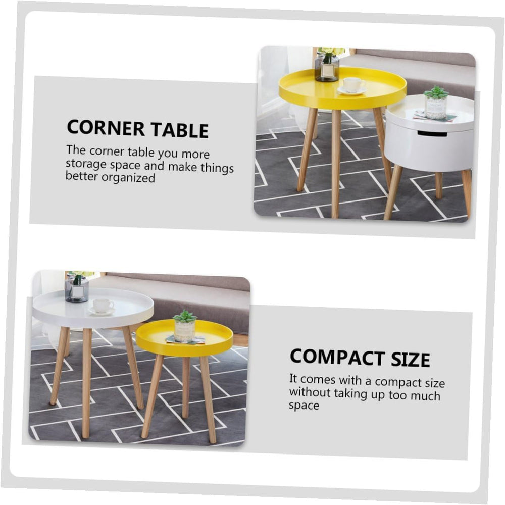 ABOOFAN Nordic Style Small Round Side Table Wooden Mini Sofa End Table for Li...