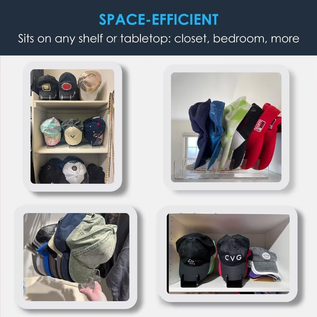 OAPRIRE Hat Stand for Baseball Caps Display and Organizer, No Install Acrylic Hat Organizer 2 Pack Holds 14 Baseball Caps for Closet, Bedroom, Dresser (Frosted Clear)