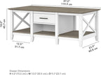 Bush Furniture Key West Coffee Table with Storage in Pure White and Shiplap Gray