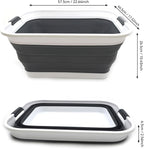 SAMMART 42L(11 gallon) Set of 2 Collapsible Plastic Laundry Basket-Foldable Pop Up Storage Container-Portable Washing Tub-Space Saving,Water capacity 34L(9 gallon) (2 rectangular - strengthen, black)