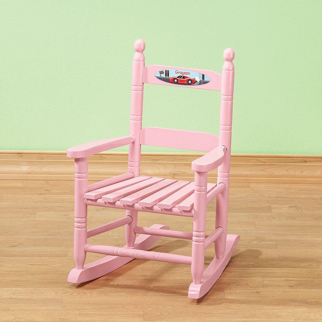 Fox Valley Traders Custom Racecar Children's Rocking Chair, Decor/Pillows | Pink