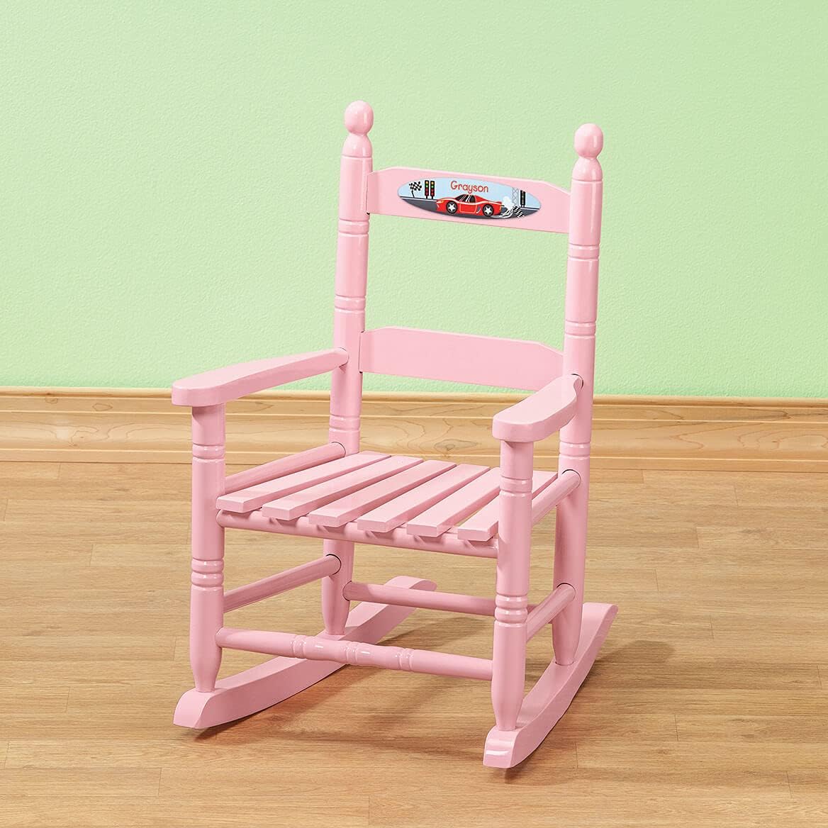 Fox Valley Traders Custom Racecar Children's Rocking Chair, Decor/Pillows | Pink