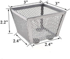 HAHIYO Stackable Paper Clip Mesh Holder cup 2.2" Height 2 Pack Silver Sturdy PaperClip Holder Container for Desk Drawer Organizer Collection for Home Office School Soft Foam Feet No Sharp Edges