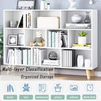 IOTXY Wooden Open Shelf Bookcase - 3-Tier Floor Standing Display Cabinet Rack with Legs, 10 Cubes Bookshelf, Warm White