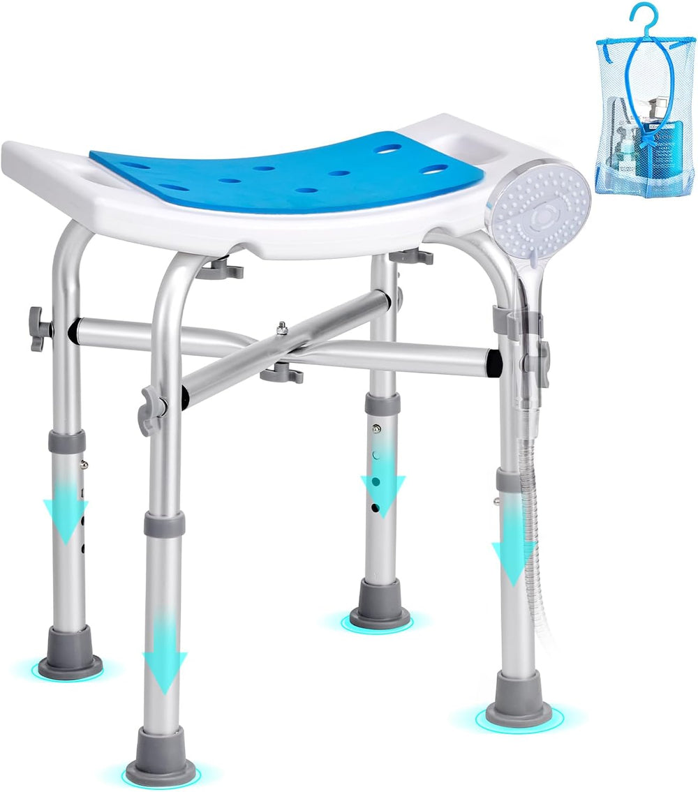 VEVOR Shower Chair for Inside Shower, Adjustable Height Shower Stool with Cro...