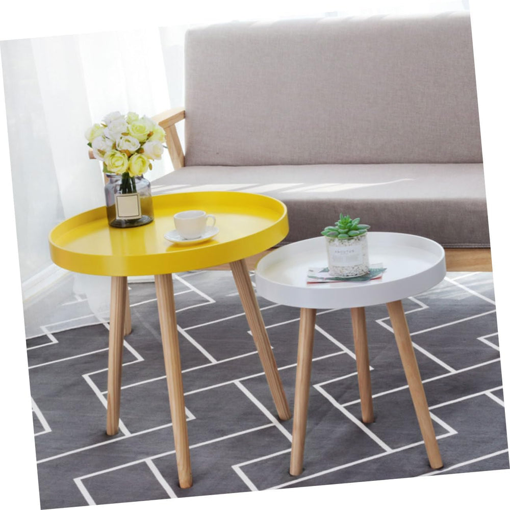 Nordic Style Small Round Coffee Table Creative Mini Sofa Side Table Yellow fo...