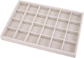 Mornajina 24 Grids Velvet Jewelry Tray Jewelry Display Tray, Stackable Empty Plate Trays for Earrings Necklaces Bracelet Rings Display Showcase - Beige