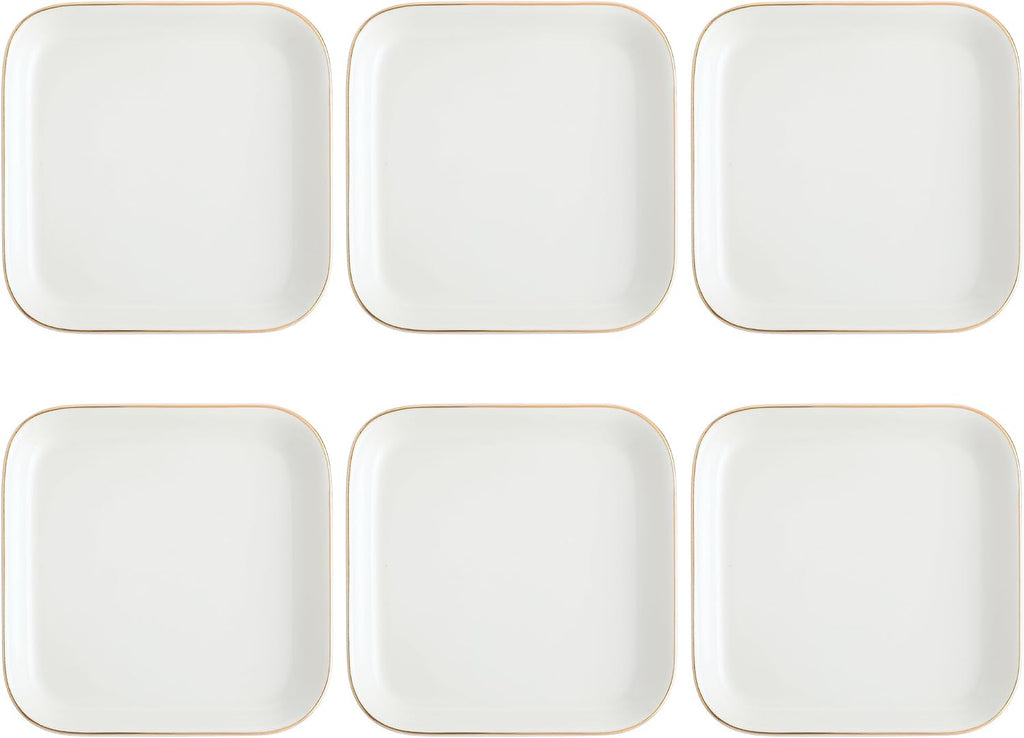 Shappy 6 Pcs White Ceramic Jewelry Tray 4.5 in Ring Holder Trinket Dish for Christmas Friendship Wedding Birthday Gifts(Square)