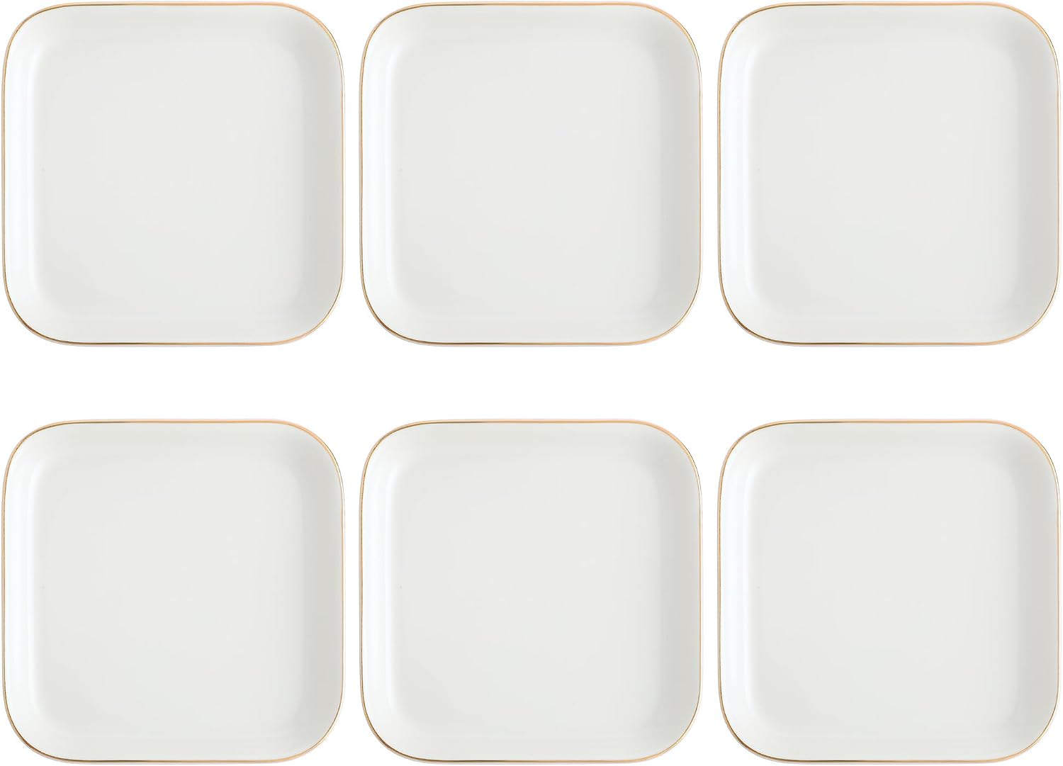 Shappy 6 Pcs White Ceramic Jewelry Tray 4.5 in Ring Holder Trinket Dish for Christmas Friendship Wedding Birthday Gifts(Square)