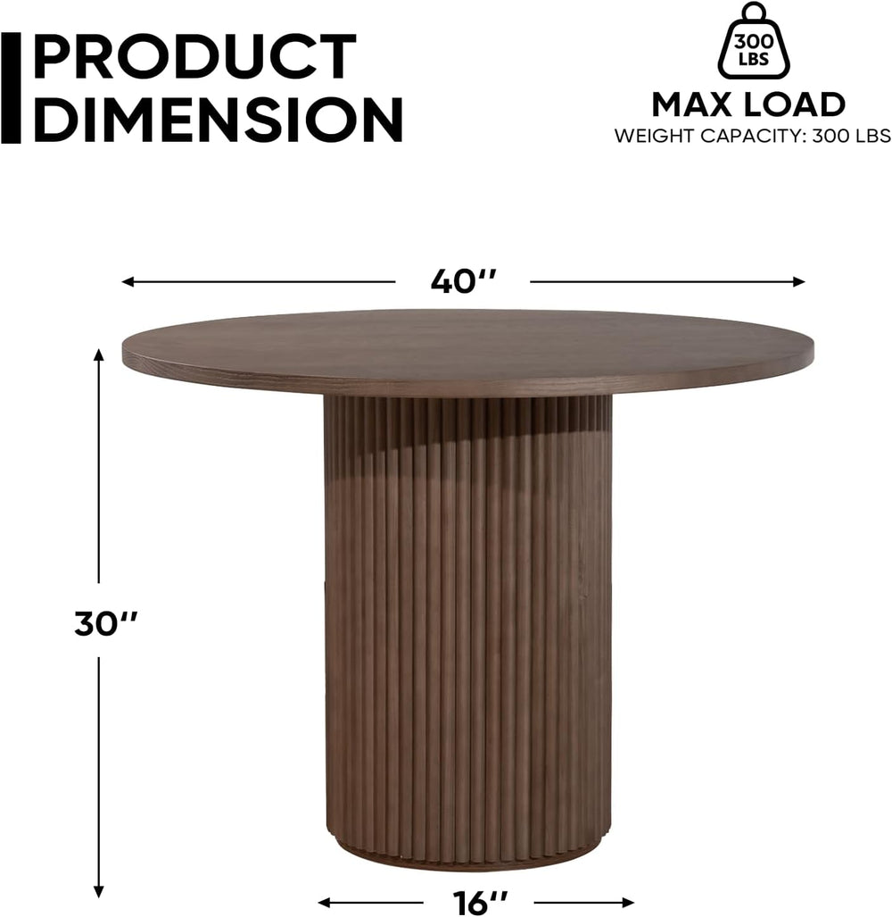 Comfy to go 40 inch Round Dining Table, Pedestal Dining Table with Concrete C...