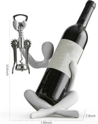 XINXUAN Abstract Wine Bottle Holder Home Decor, Resin Hollow-Out Design Decorative Wine Rack (White)