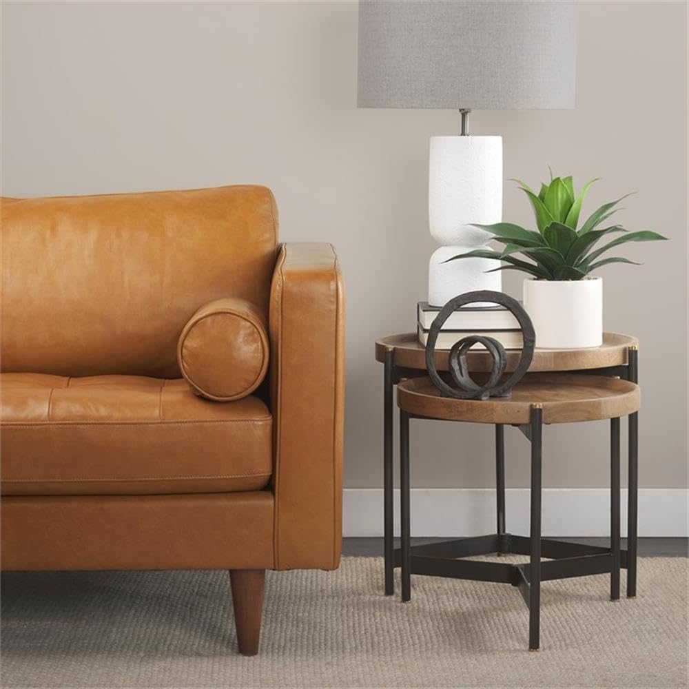 Pemberly Row Nesting Side Tables, 22.5Lx22.5Wx20.8H, Mango Wood Tray Tops, Fo...