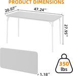 IDEALHOUSE 4 Feet Folding Table, Protable Foldable Card Table, Gray | Metal Legs Support, Upholstered PU Leather Tabletop, Heavy Duty, No Assembly Required, Perfet for Indoor and Outdoor